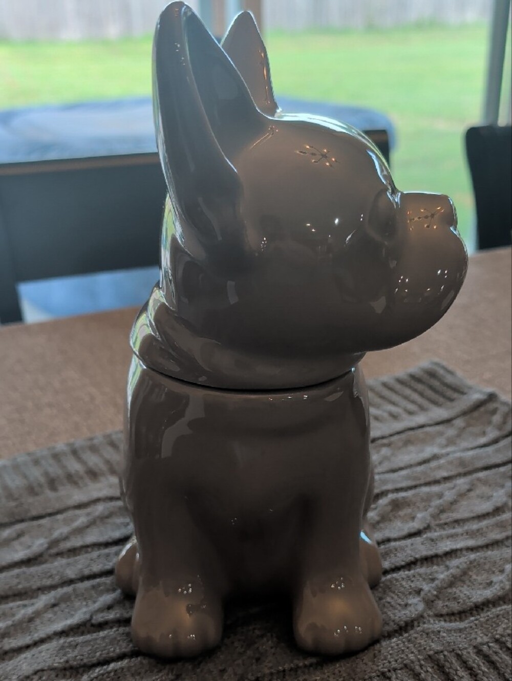 Threshold French Bulldog Cookie/Dog Treat Jar Taupe Grey - Picture 3 of 5